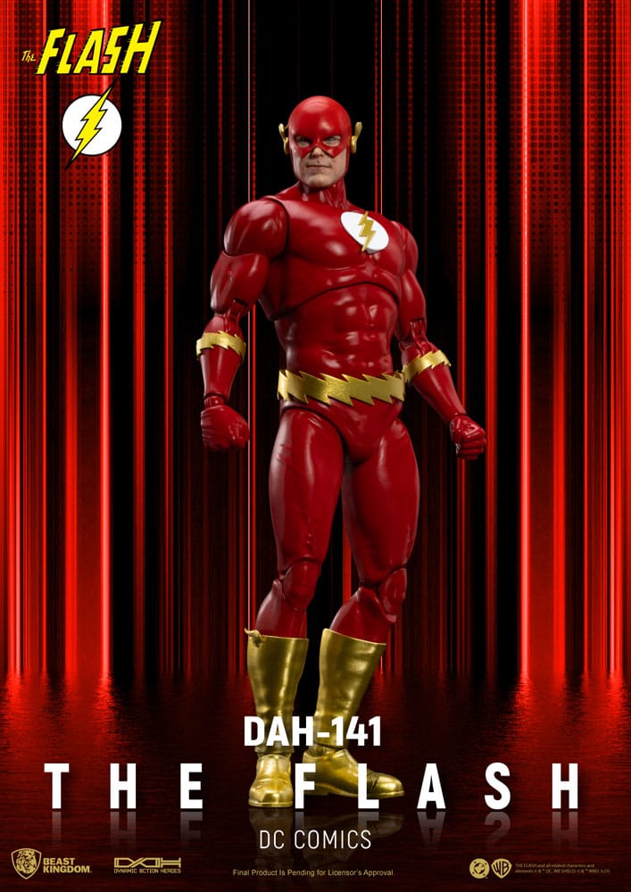 Figura de acción Flash Beast Kingdom con traje rojo clásico y detalles dorados