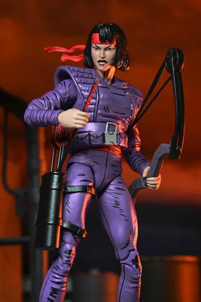 Figura articulada Karai Mercenary 18 cm NECA TMNT Mirage con caja ventana.