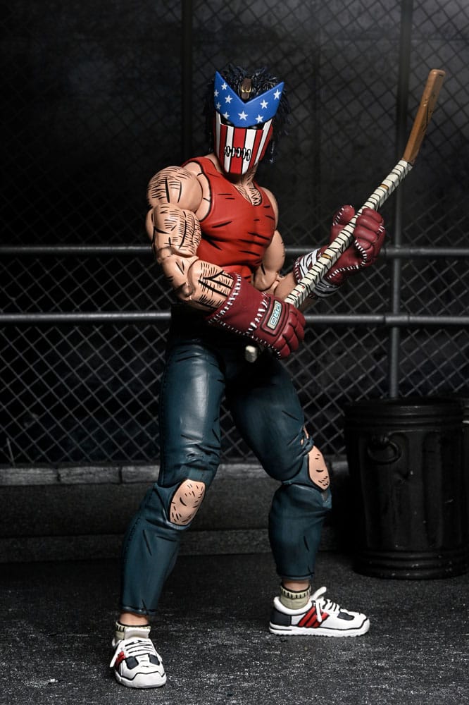 Figura NECA Casey Jones TMNT Mirage Comics Bodycount con armas.