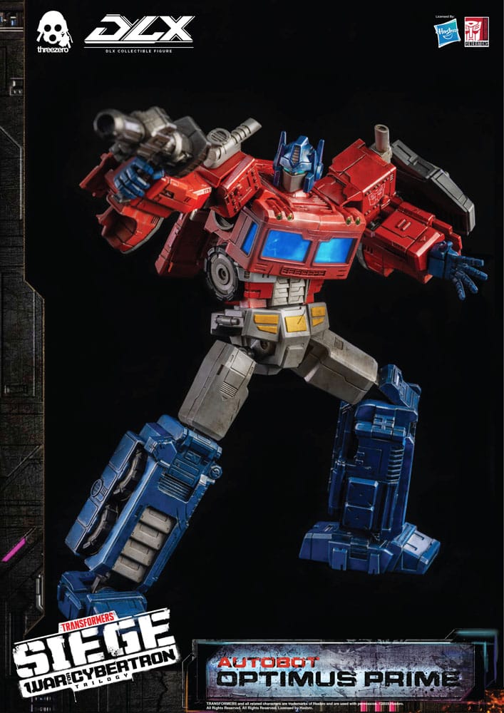 Optimus Prime DLX de 25 cm con rifle y base, edición Threezero Transformers