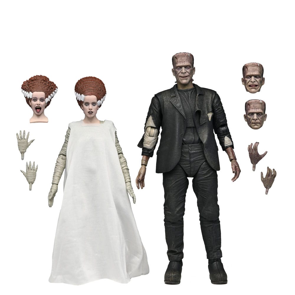 Pack coleccionista NECA Universal Monsters Frankenstein & Bride en caja con ventana.