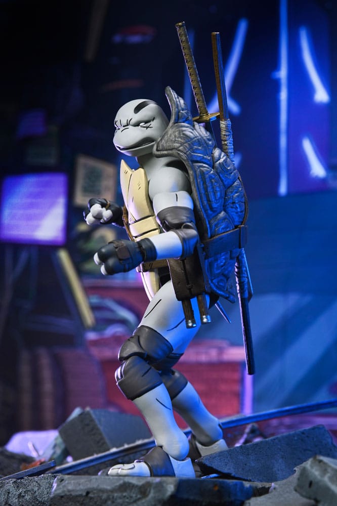 Figura NECA Uno en caja con ventana y fondo futurista.