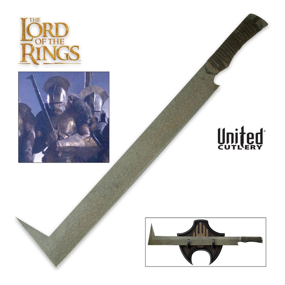 Detalle del Scimitar Uruk Hai réplica oficial United Cutlery 81 cm
