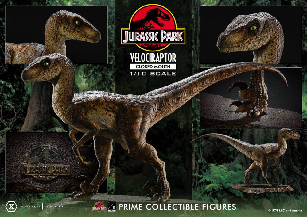 Caja y presentación de la figura del Velociraptor Jurassic Park 1/10.
