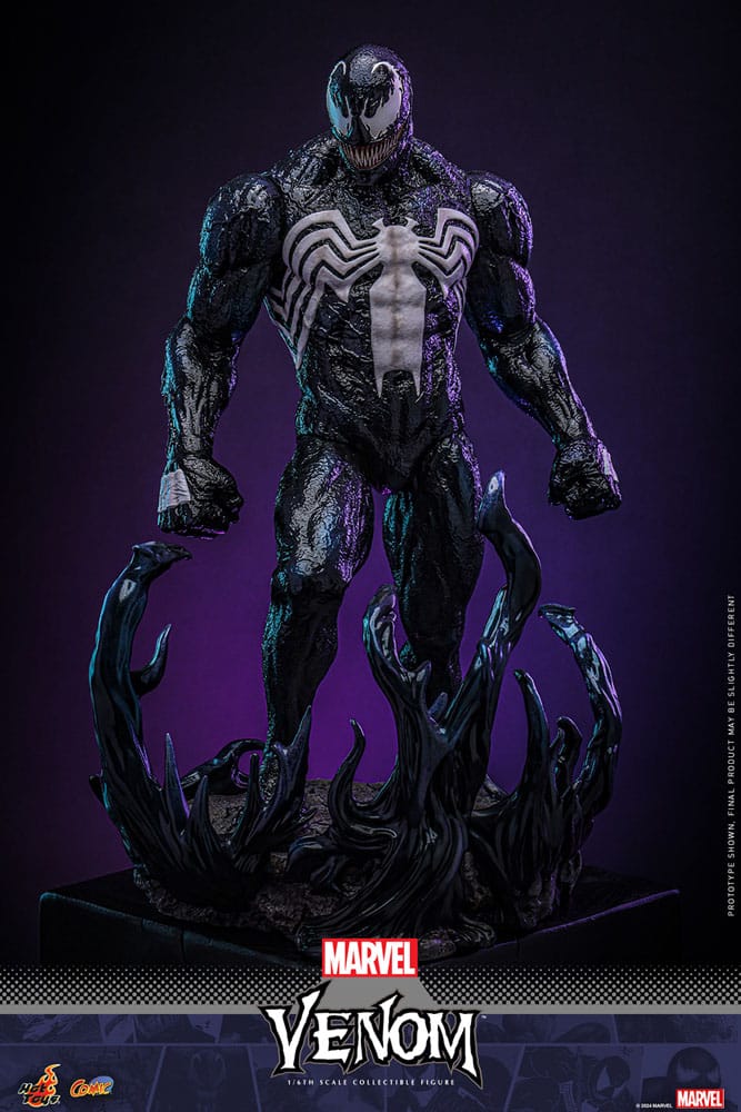 Figura de Venom articulada con pose imponente y detalles musculares – versión cómic