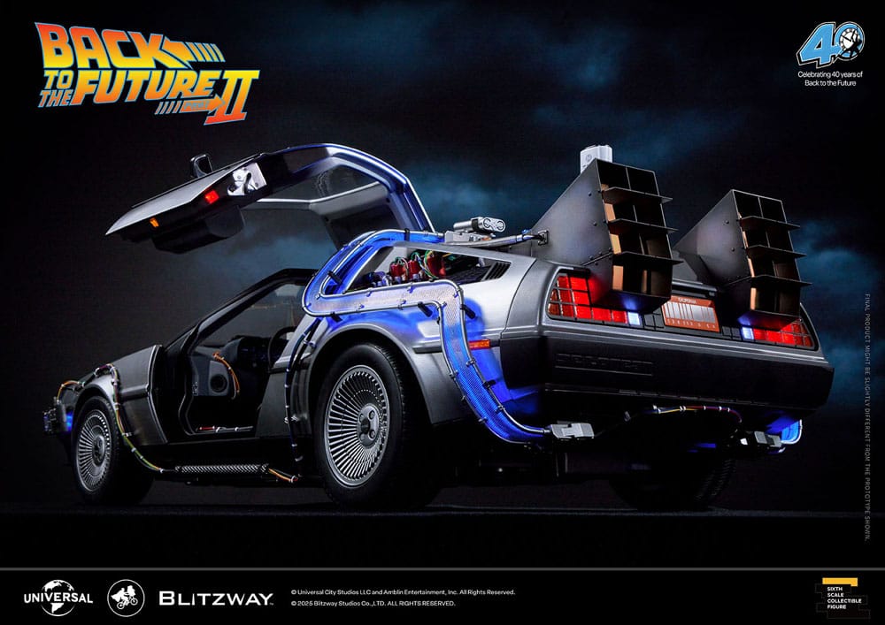 DELOREAN REGRESO AL FUTURO II – VEHÍCULO BLITZWAY 1/6 CON BASE Y ACCESORIOS
