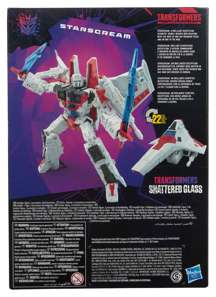 STARSCREAM TRANSFORMERS SHATTERED GLASS VOYAGER CLASS FIGURA 18 CM HASBRO