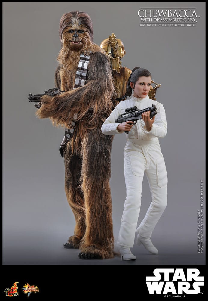 CHEWBACCA WITH DISASSEMBLED C-3PO – FIGURA 1/6 ESCALA – HOT TOYS – STAR WARS EPISODE V