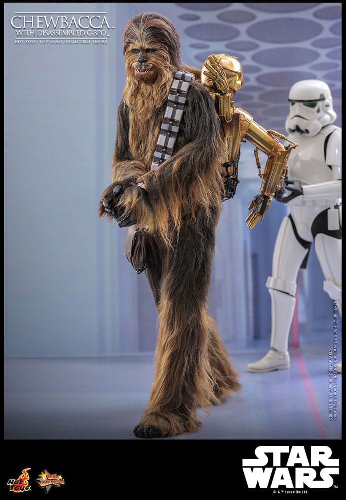 CHEWBACCA WITH DISASSEMBLED C-3PO – FIGURA 1/6 ESCALA – HOT TOYS – STAR WARS EPISODE V