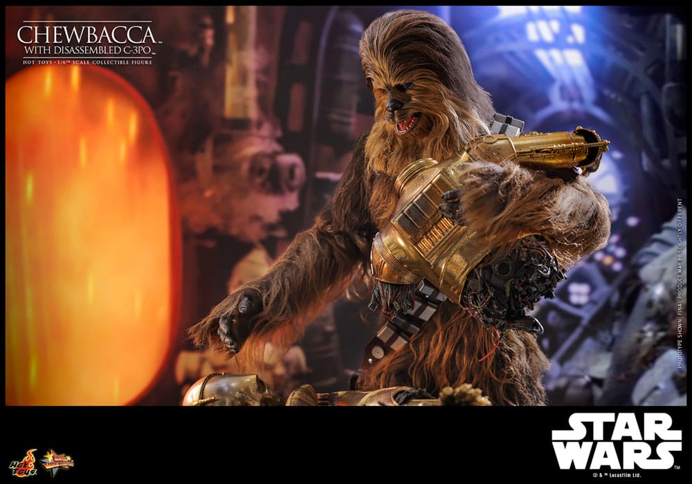 CHEWBACCA WITH DISASSEMBLED C-3PO – FIGURA 1/6 ESCALA – HOT TOYS – STAR WARS EPISODE V