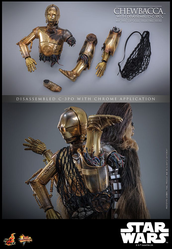 CHEWBACCA WITH DISASSEMBLED C-3PO – FIGURA 1/6 ESCALA – HOT TOYS – STAR WARS EPISODE V