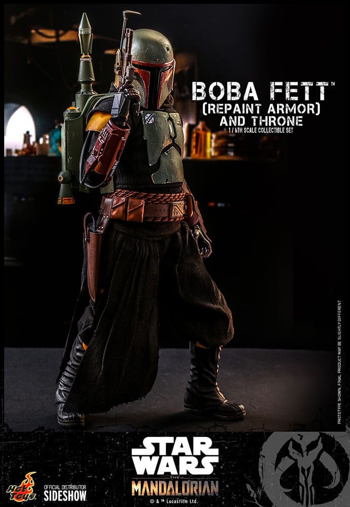BOBA FETT REPAINT ARMOR THRONE 30 CM FIGURA 1/6 HOT TOYS STAR WARS MANDALORIAN