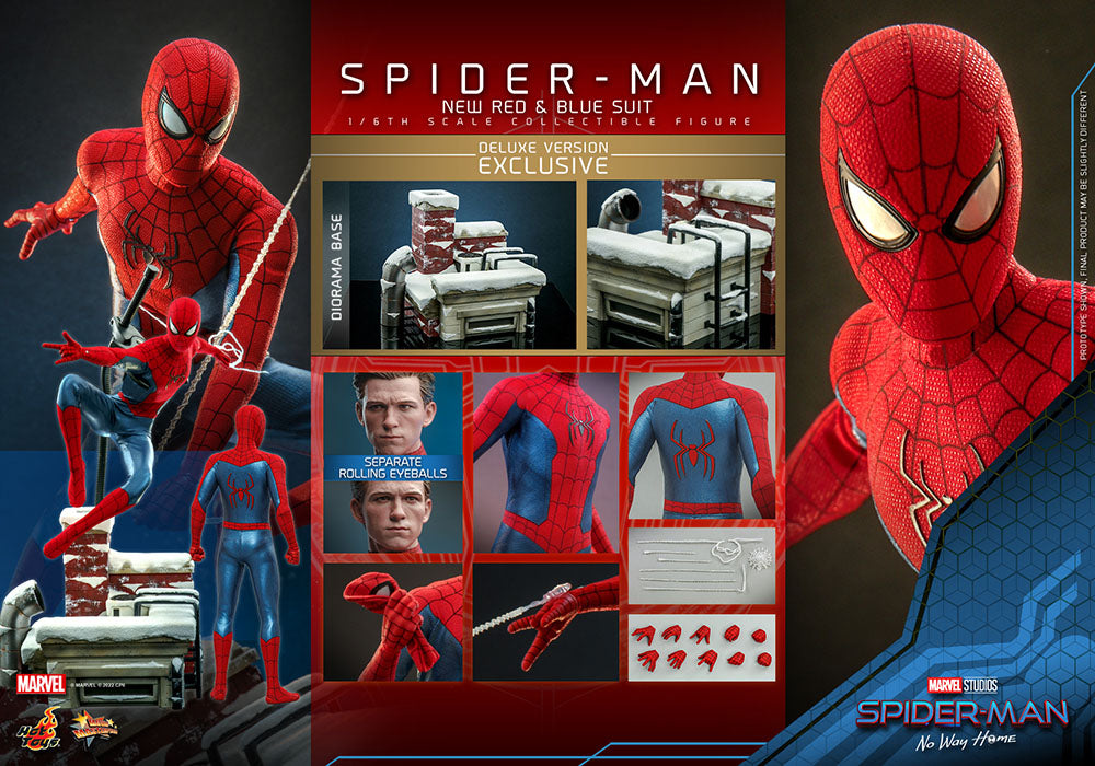 SPIDER-MAN (NEW RED AND BLUE SUIT) – DELUXE VERSION – FIGURA HOT TOYS 1/6 – NO WAY HOME – MARVEL