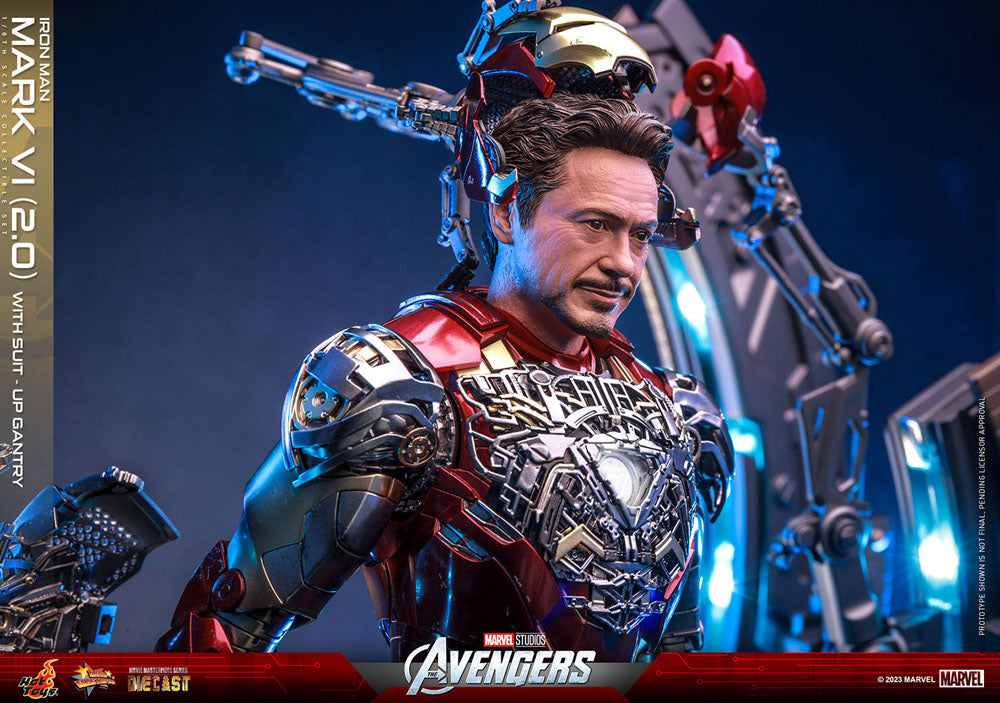 IRON MAN MARK VI (2.0) 1/6 – SUIT-UP GANTRY – FIGURA DIECAST HOT TOYS MARVEL
