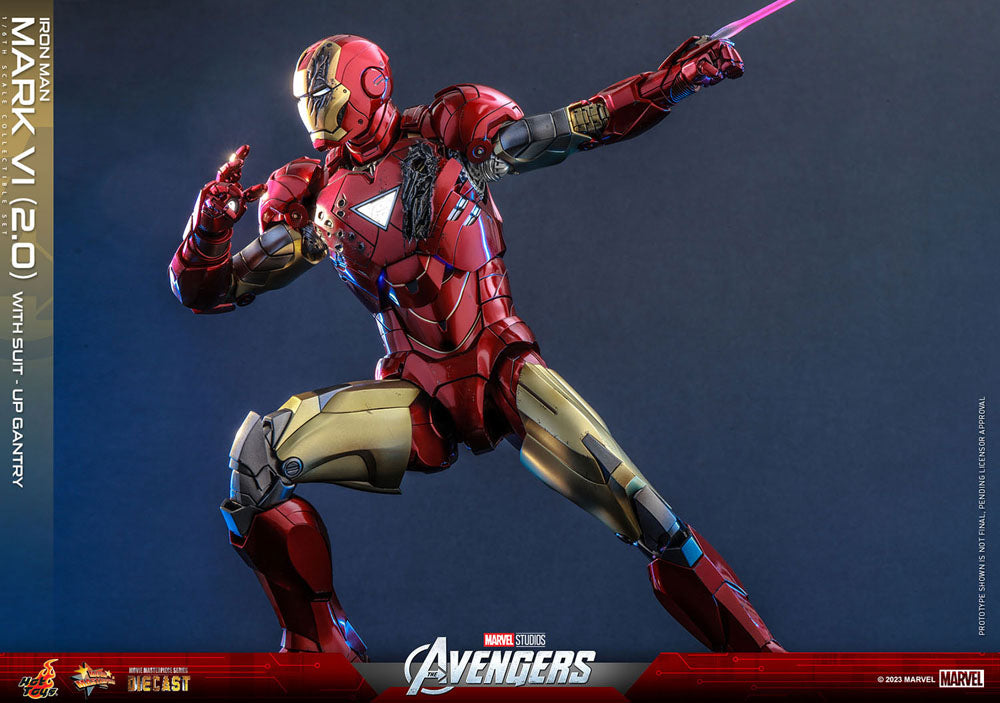 IRON MAN MARK VI (2.0) 1/6 – SUIT-UP GANTRY – FIGURA DIECAST HOT TOYS MARVEL