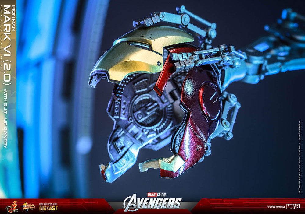 IRON MAN MARK VI (2.0) 1/6 – SUIT-UP GANTRY – FIGURA DIECAST HOT TOYS MARVEL