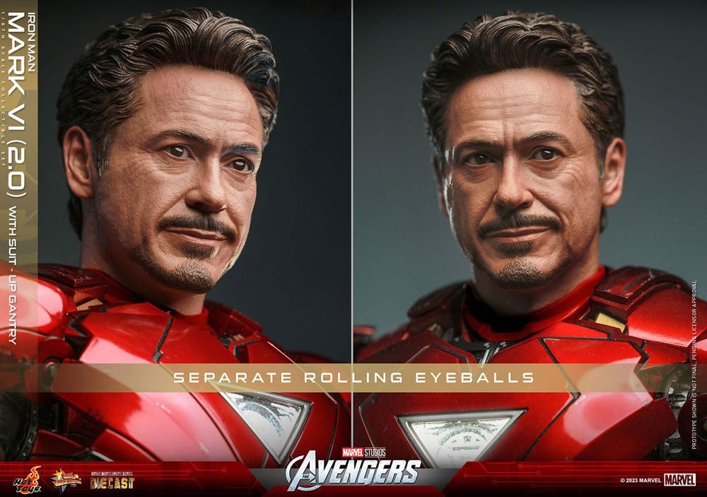 IRON MAN MARK VI (2.0) 1/6 – SUIT-UP GANTRY – FIGURA DIECAST HOT TOYS MARVEL