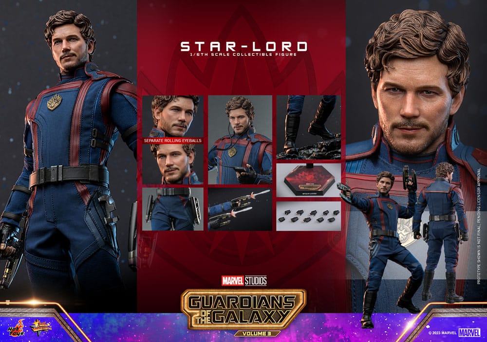 STAR-LORD 1/6 HOT TOYS GUARDIANES DE LA GALAXIA VOL. 3 MOVIE MASTERPIECE FIGURA 31 CM