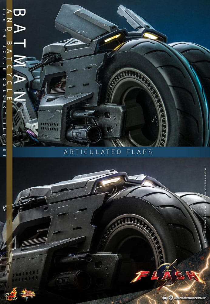 BATMAN - BATCYCLE SET - THE FLASH MOVIE - HOT TOYS - FIGURA 1/6 CON VEHÍCULO 30 CM