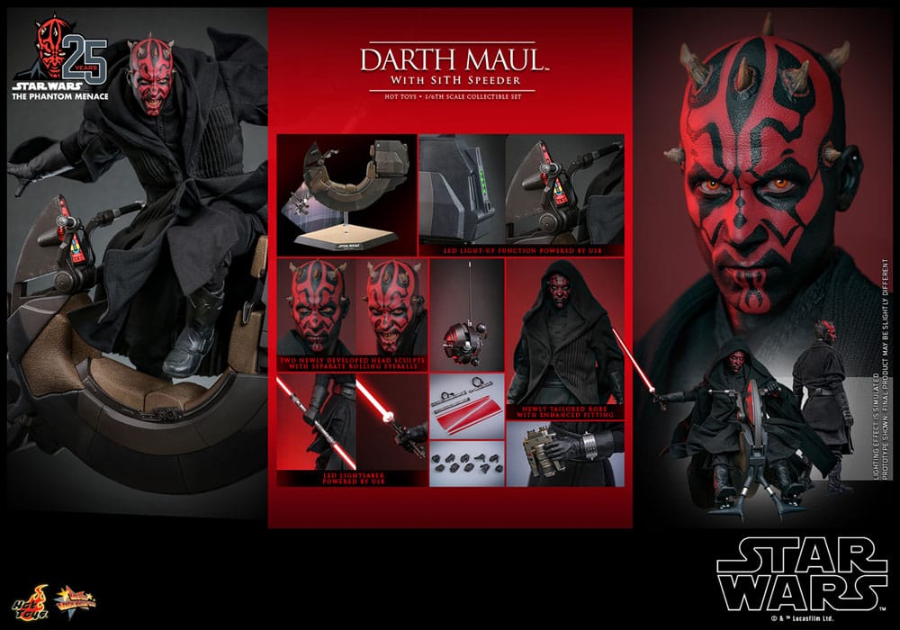 DARTH MAUL WITH SITH SPEEDER – STAR WARS EPISODE I 1/6 HOT TOYS MOVIE MASTERPIECE