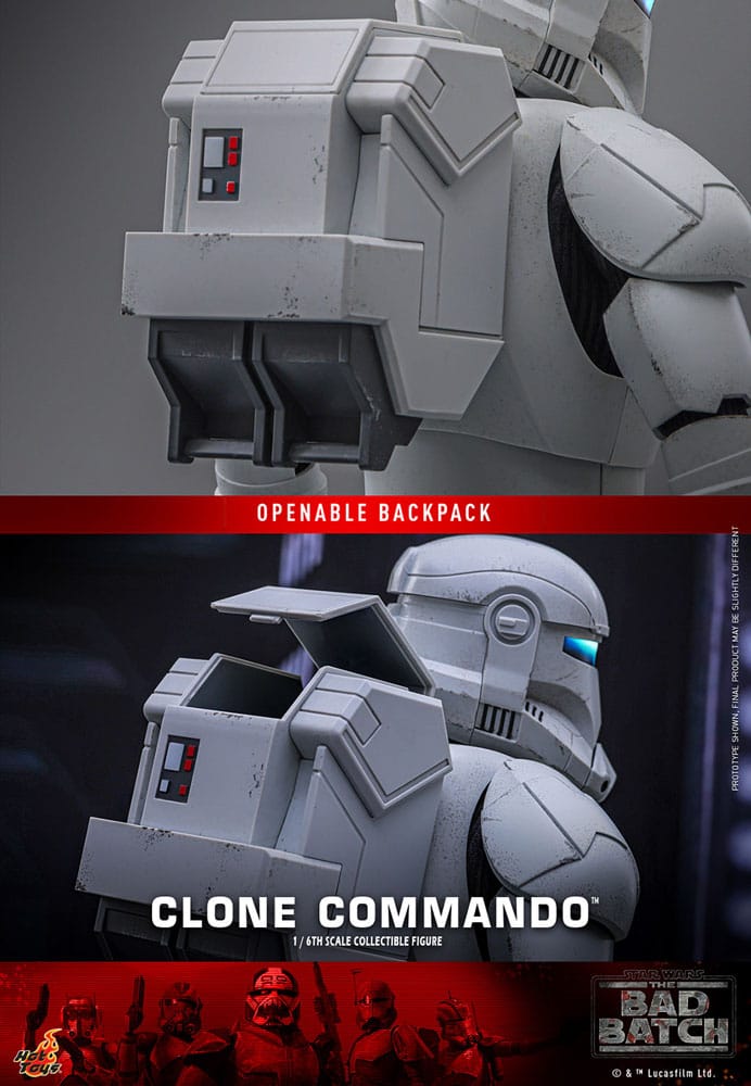 STAR WARS THE BAD BATCH CLONE COMMANDO 30 CM - HOT TOYS FIGURA 1/6 COLECCIONABLE CON LUZ LED Y MOCHILA FUNCIONAL