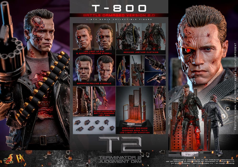 TERMINATOR 2 – T-800 BATTLE DAMAGED VERSION 2.0 – FIGURA 1/6 HOT TOYS – MOVIE MASTERPIECE