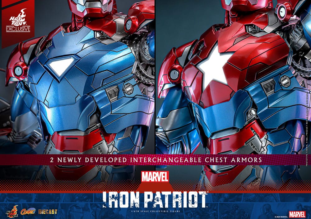 IRON PATRIOT EXCLUSIVE DIECAST COMIC MASTERPIECE ESCALA 1/6 – HOT TOYS 32 CM – EDICIÓN LIMITADA