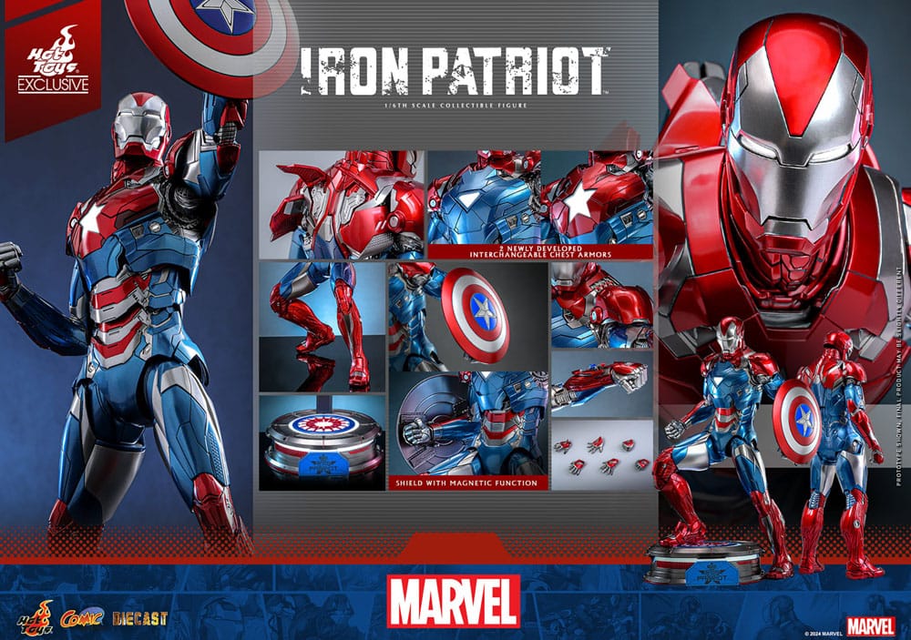 IRON PATRIOT EXCLUSIVE DIECAST COMIC MASTERPIECE ESCALA 1/6 – HOT TOYS 32 CM – EDICIÓN LIMITADA