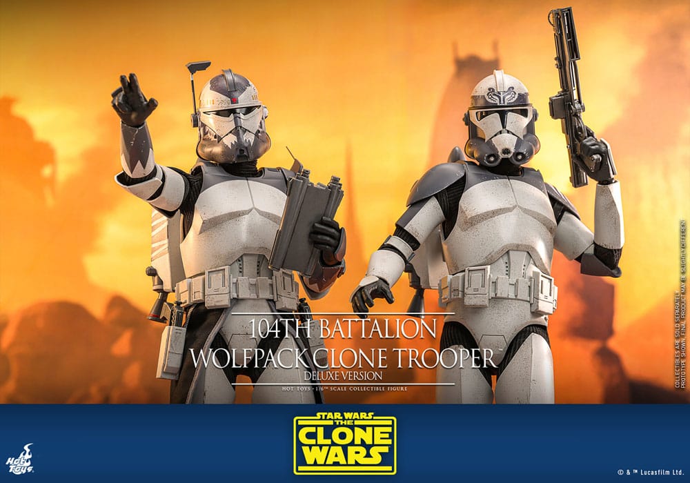STAR WARS: THE CLONE WARS FIGURA 1/6 104TH BATTALION WOLFPACK CLONE TROOPER DELUXE VERSION 30 CM | HOT TOYS – SERIE THE CLONE WARS