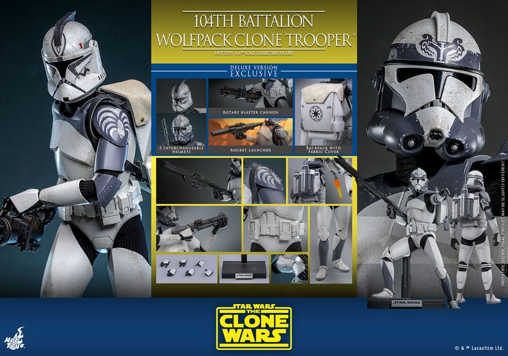 STAR WARS: THE CLONE WARS FIGURA 1/6 104TH BATTALION WOLFPACK CLONE TROOPER DELUXE VERSION 30 CM | HOT TOYS – SERIE THE CLONE WARS