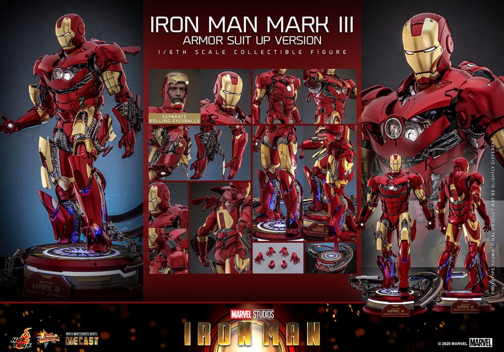 IRON MAN MARK III – FIGURA HOT TOYS DIECAST 1/6 32 CM (ARMOR SUIT UP VERSION – MOVIE MASTERPIECE)