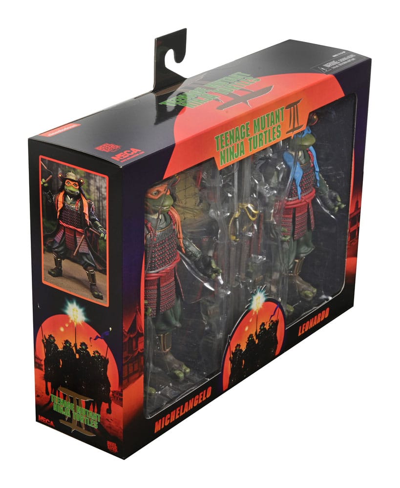 PACK LEONARDO & MICHELANGELO TMNT III – 2 FIGURAS 18 CM – NECA – TORTUGAS NINJA