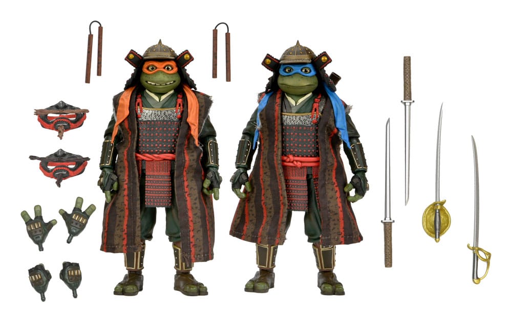 PACK LEONARDO & MICHELANGELO TMNT III – 2 FIGURAS 18 CM – NECA – TORTUGAS NINJA