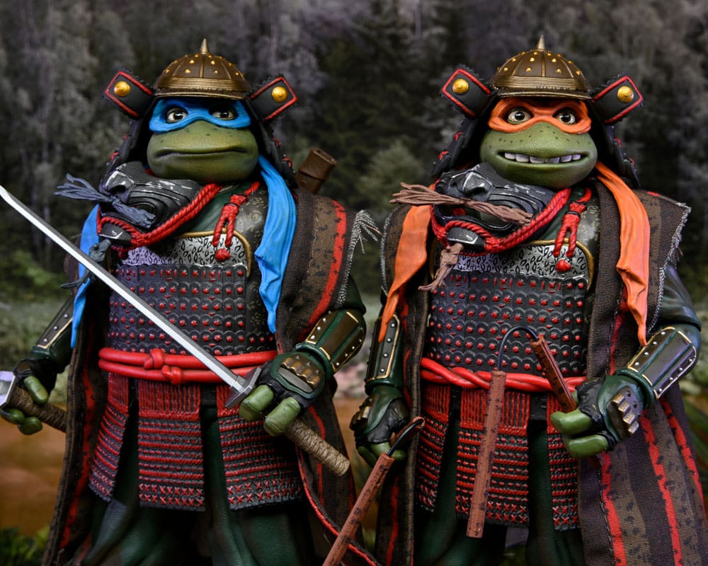 PACK LEONARDO & MICHELANGELO TMNT III – 2 FIGURAS 18 CM – NECA – TORTUGAS NINJA