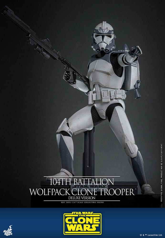 Accesorios incluidos en la figura Deluxe 104th Battalion Wolfpack Clone Trooper Hot Toys Star Wars