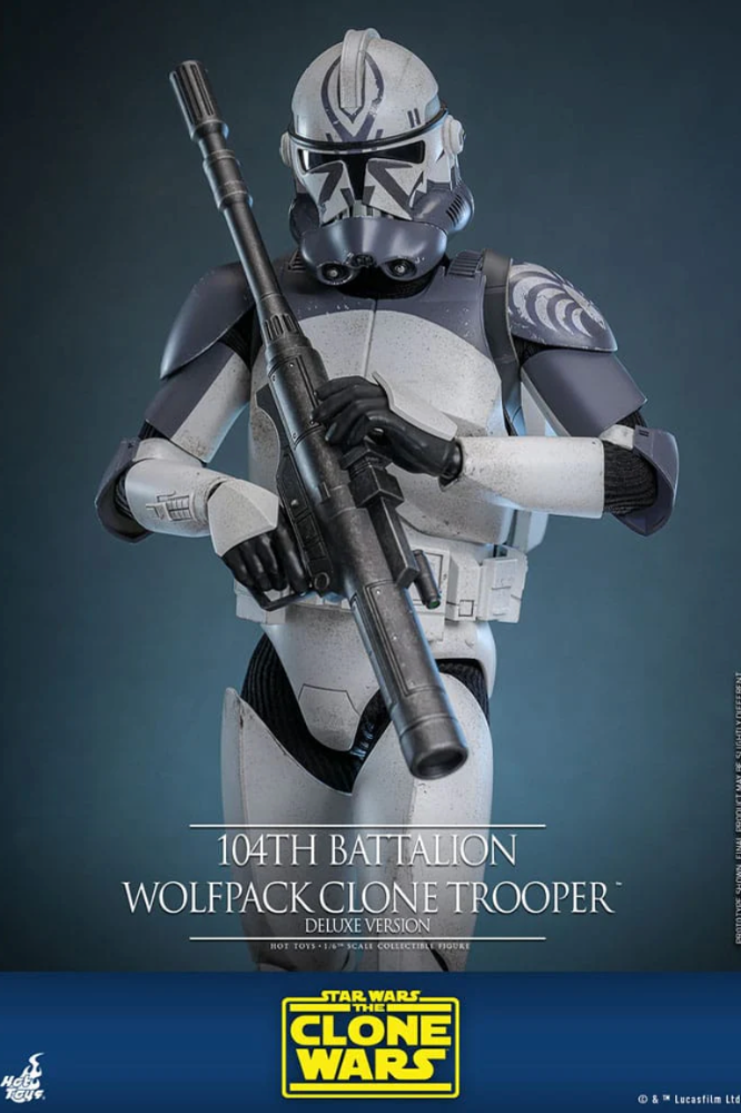 Figura articulada 104th Battalion Wolfpack Clone Trooper Deluxe Star Wars The Clone Wars Hot Toys escala 1/6