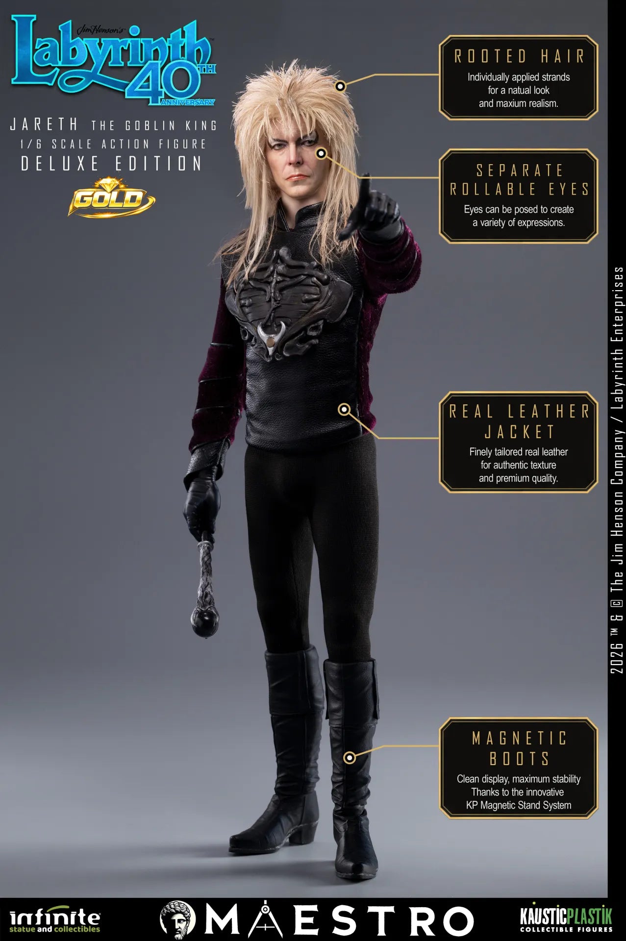 JARETH THE GOBLIN KING FIGURA 1/6 DELUXE EDITION GOLD LABYRINTH 30 CM – KAUSTIC PLASTIK