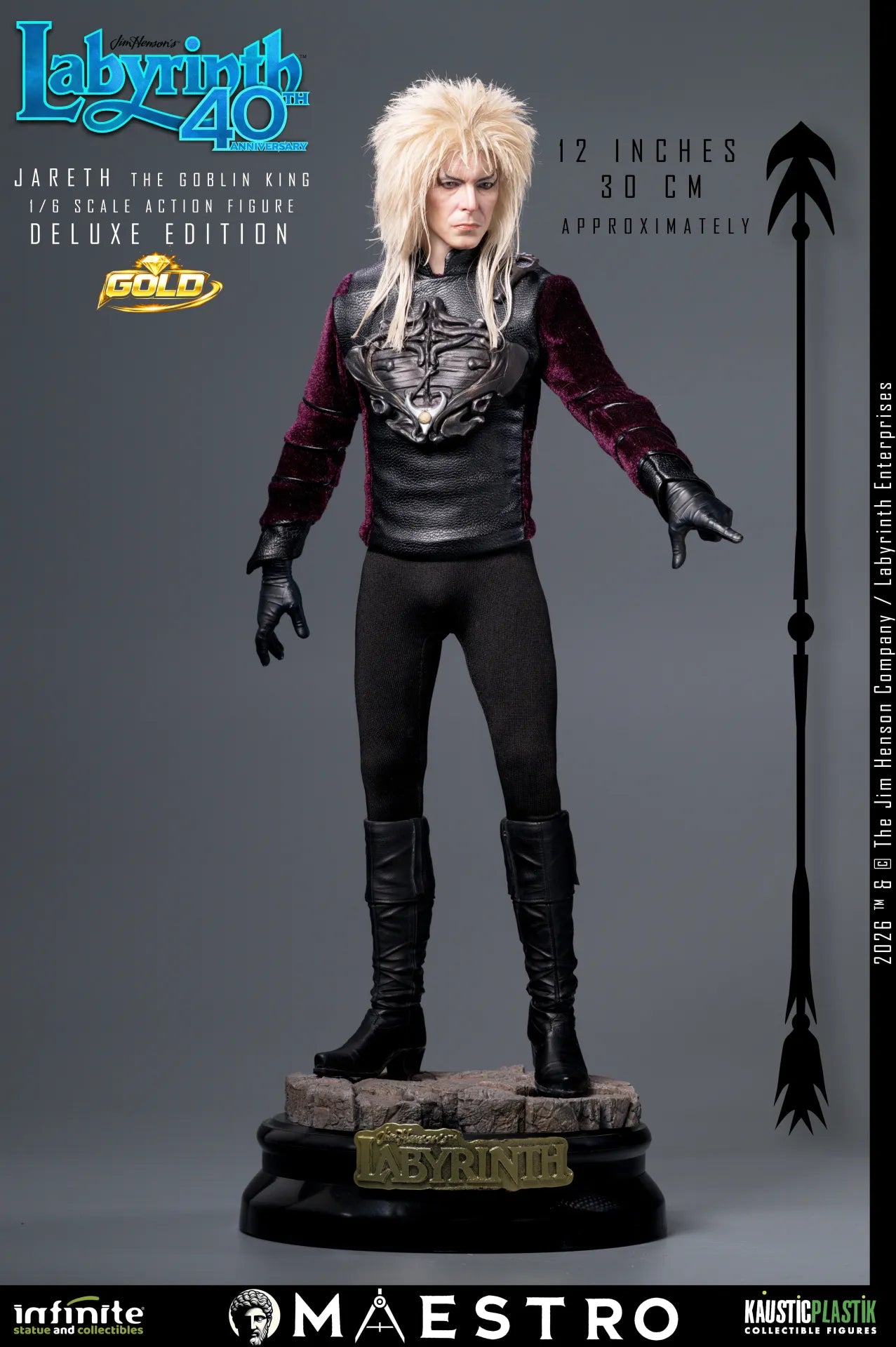 JARETH THE GOBLIN KING FIGURA 1/6 DELUXE EDITION GOLD LABYRINTH 30 CM – KAUSTIC PLASTIK