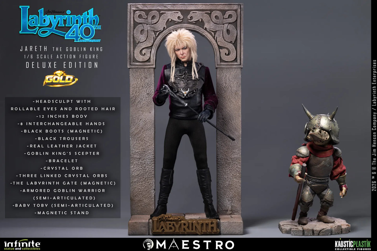JARETH THE GOBLIN KING FIGURA 1/6 DELUXE EDITION GOLD LABYRINTH 30 CM – KAUSTIC PLASTIK