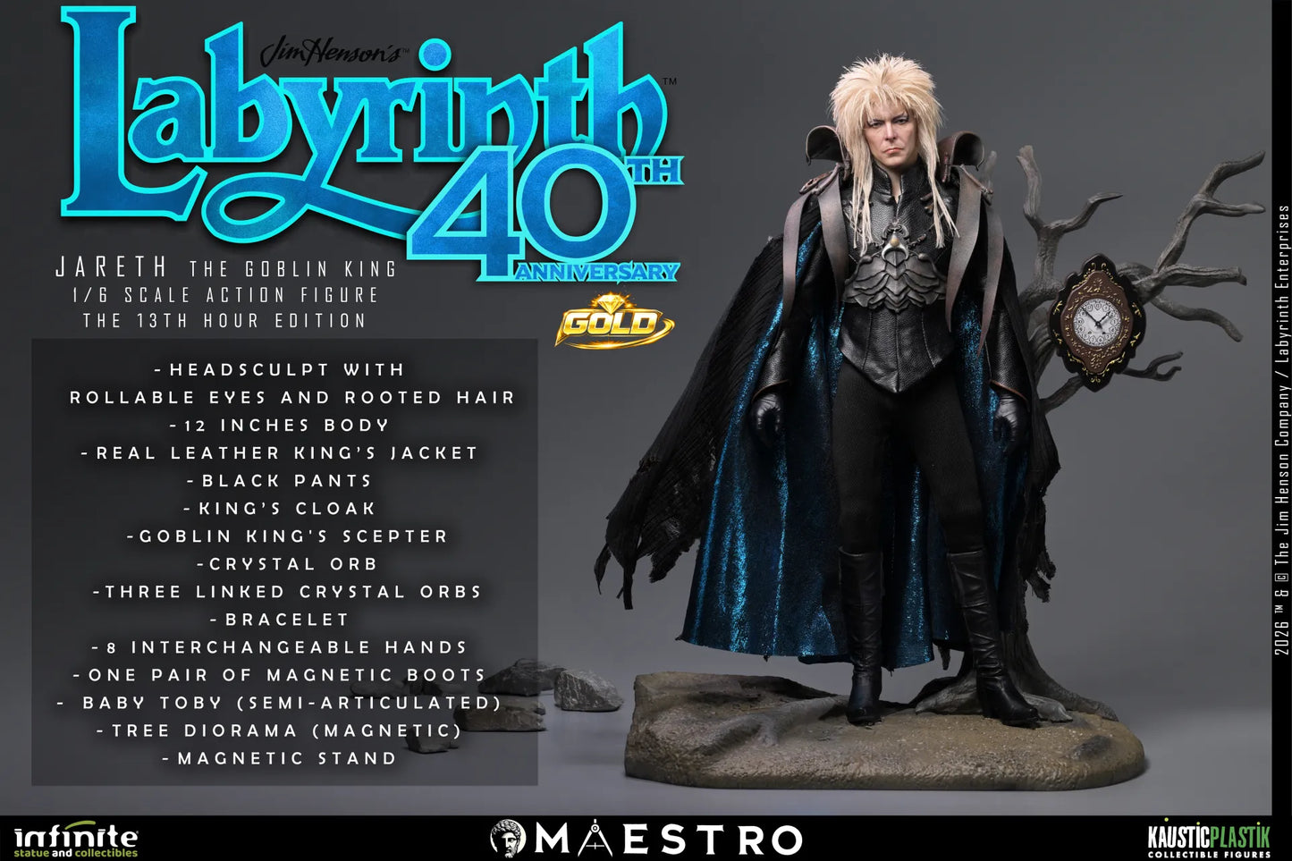 JARETH THE GOBLIN KING FIGURA 1/6 THE 13TH HOUR EDITION GOLD LABYRINTH 30 CM – KAUSTIC PLASTIK