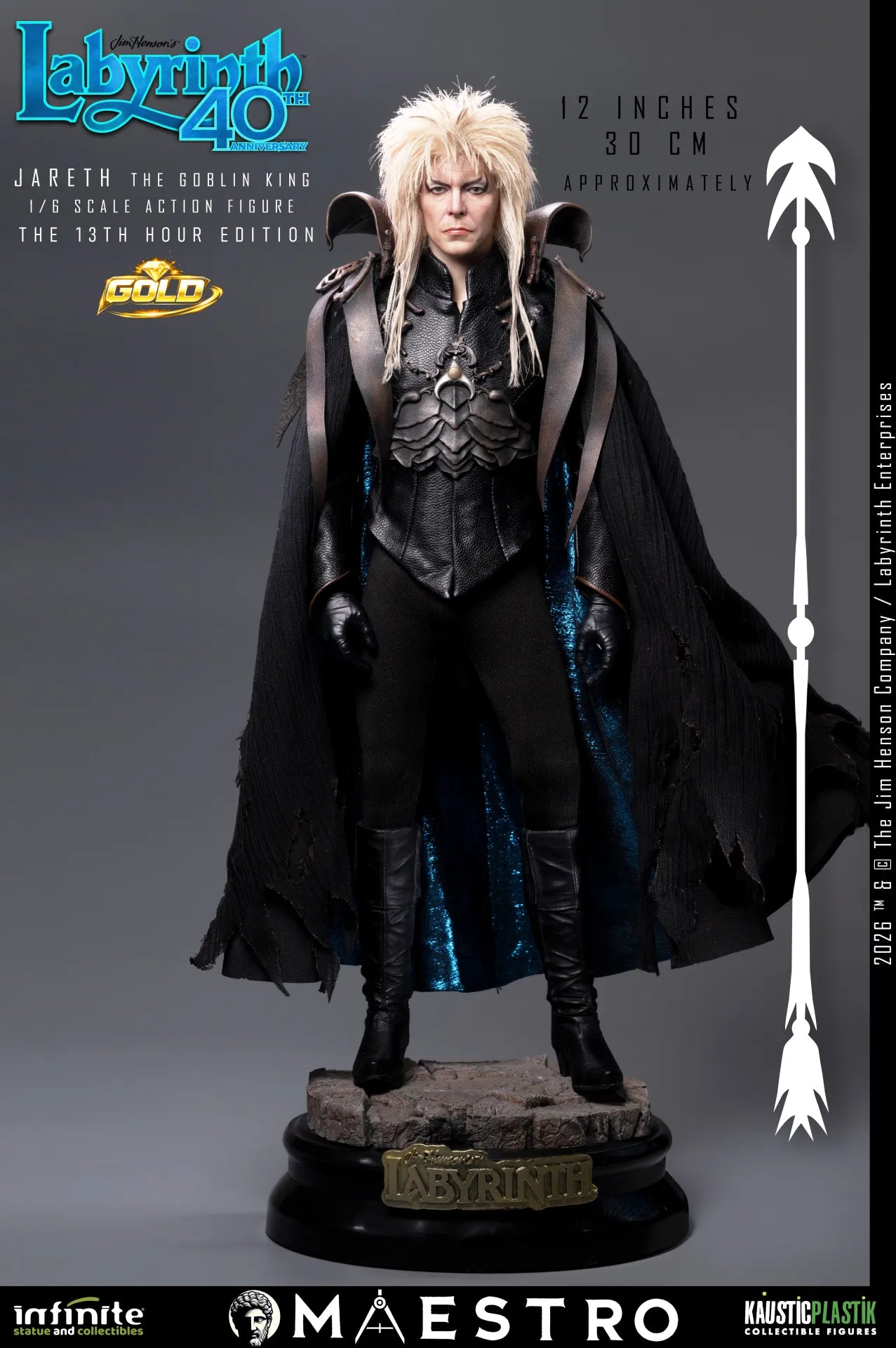 JARETH THE GOBLIN KING FIGURA 1/6 THE 13TH HOUR EDITION GOLD LABYRINTH 30 CM – KAUSTIC PLASTIK