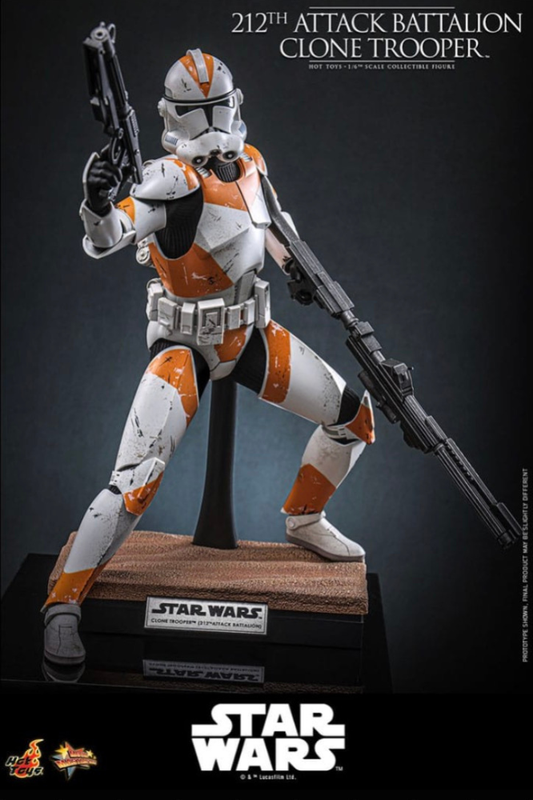 Figura Hot Toys 1/6 212th Attack Battalion Clone Trooper con armadura detallada y rifle blaster