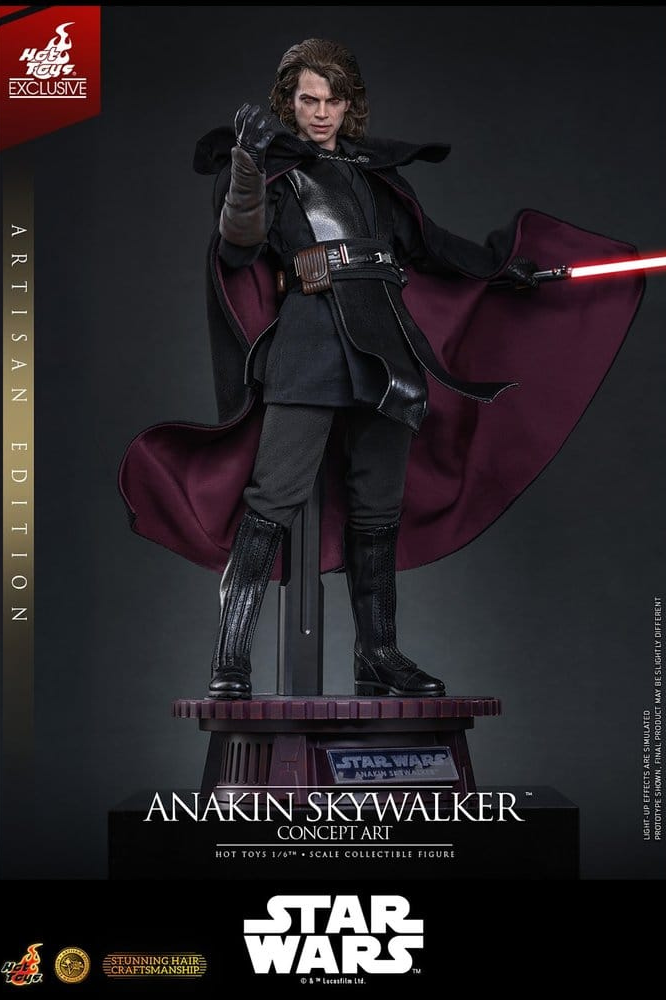 Figura Hot Toys Artisan Edition de Anakin Skywalker Concept Art a escala 1/6 de Star Wars La Venganza de los Sith con cabello implantado y sable de luz.