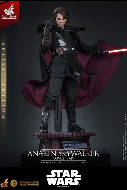 Figura Hot Toys Artisan Edition de Anakin Skywalker Concept Art a escala 1/6 de Star Wars La Venganza de los Sith con cabello implantado y sable de luz.