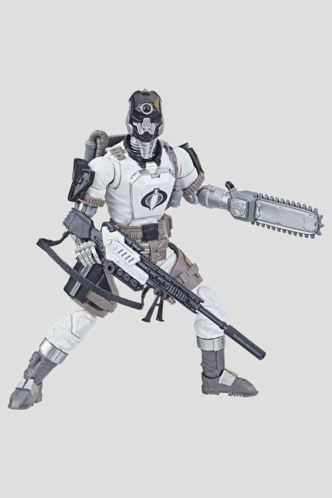 Figura articulada Arctic B.A.T. de G.I. Joe Classified Series de Hasbro, 15 cm, con armadura blanca ártica de Cobra, brazo con sierra mecánica y armas intercambiables.