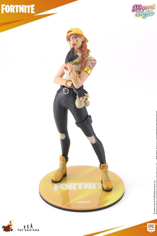 Figura de Aura de Fortnite a escala 1/9 de la colección Megami Style de Hot Toys, realizada en PVC y con aproximadamente 22 cm de altura.