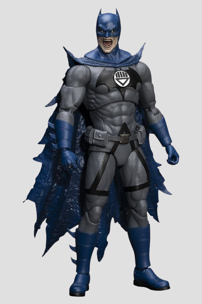 Figura articulada Batman Blackest Night de Beast Kingdom Dynamic 8ction Heroes de 21 cm con traje gris, negro y azul y emblema Black Lantern.