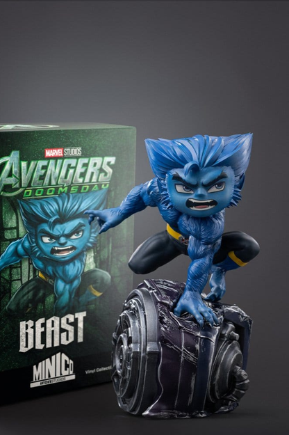 Figura MiniCo de Bestia Hank McCoy de Avengers: Doomsday de Iron Studios de aproximadamente 17 cm.