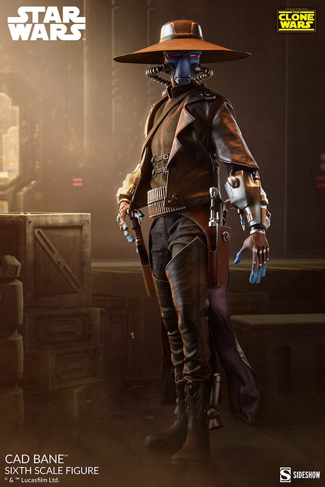 Figura coleccionable de Cad Bane de Star Wars The Clone Wars fabricada por Sideshow Collectibles a escala 1/6 y con aproximadamente 32 cm de altura.