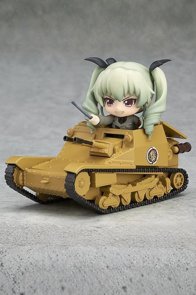 Vehículo Carro Veloce CV-33 (L3/33) de Girls und Panzer das Finale, línea Nendoroid More de Good Smile Company, miniatura de tanque ligero en color arena de 5 cm de alto y 10 cm de largo.